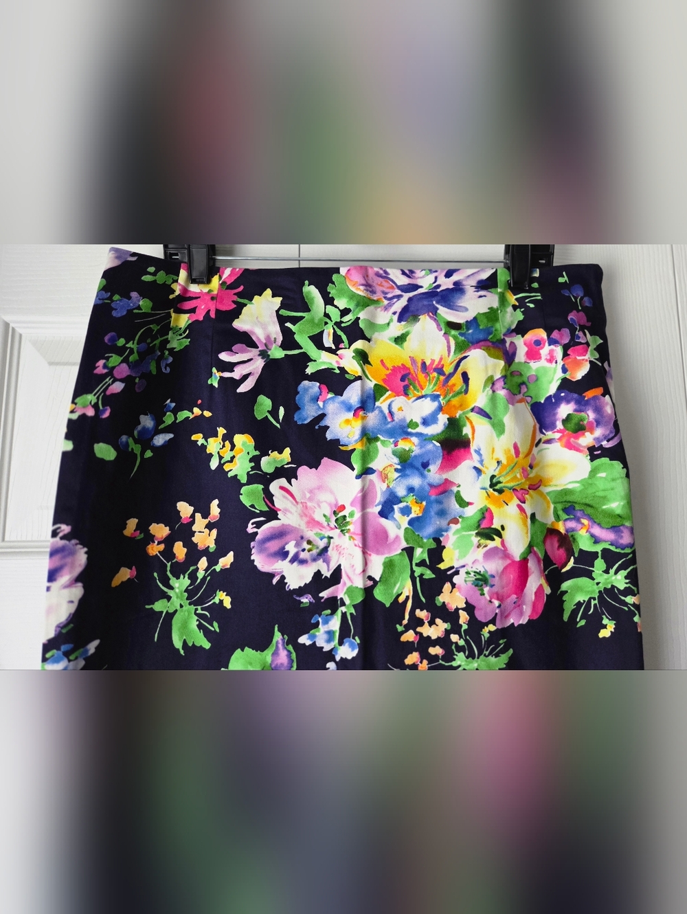Lauren Ralph Lauren Navy Floral Pencil Skirt Size 14 - Picture 3 of 10